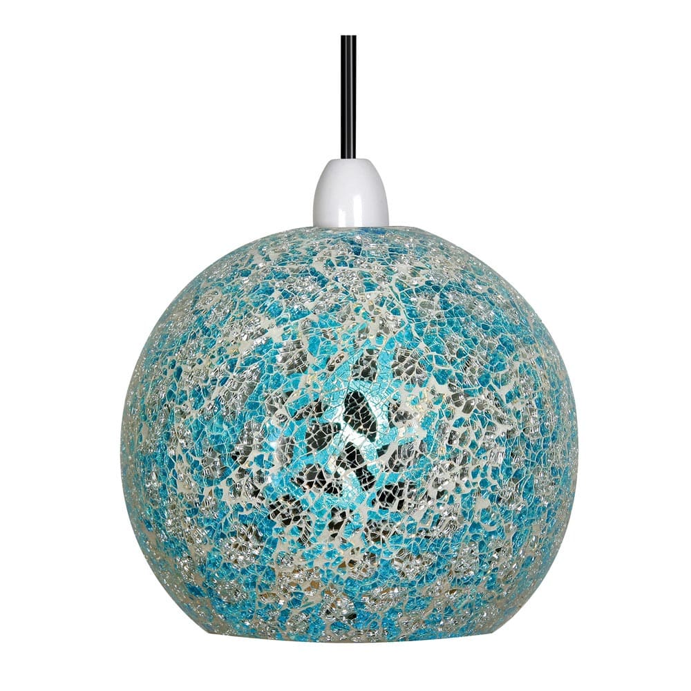 Faro Ceiling Lamp Shade Blue & Silver Mosaic Glass Easy Fit