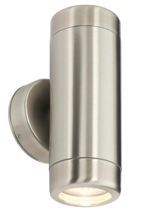 Atlantis outdoor up & down wall light in brushed 316 stainless steel