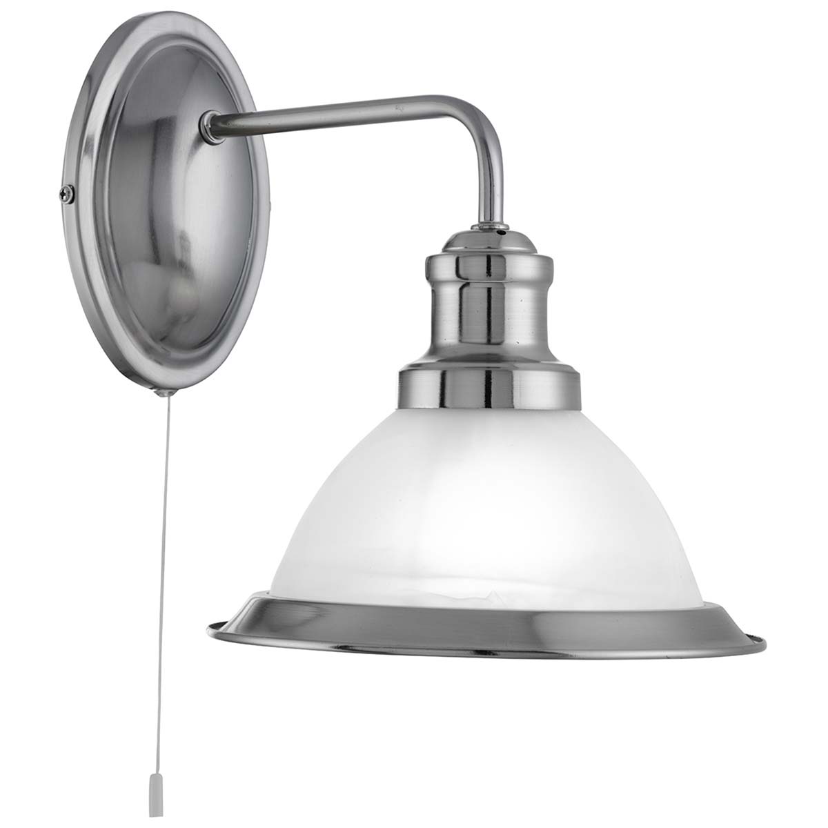 Bistro Switched Single Wall Light Satin Silver Acid Glass