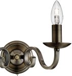 Richmond Traditional Antique Brass Switched Twin Wall Light
