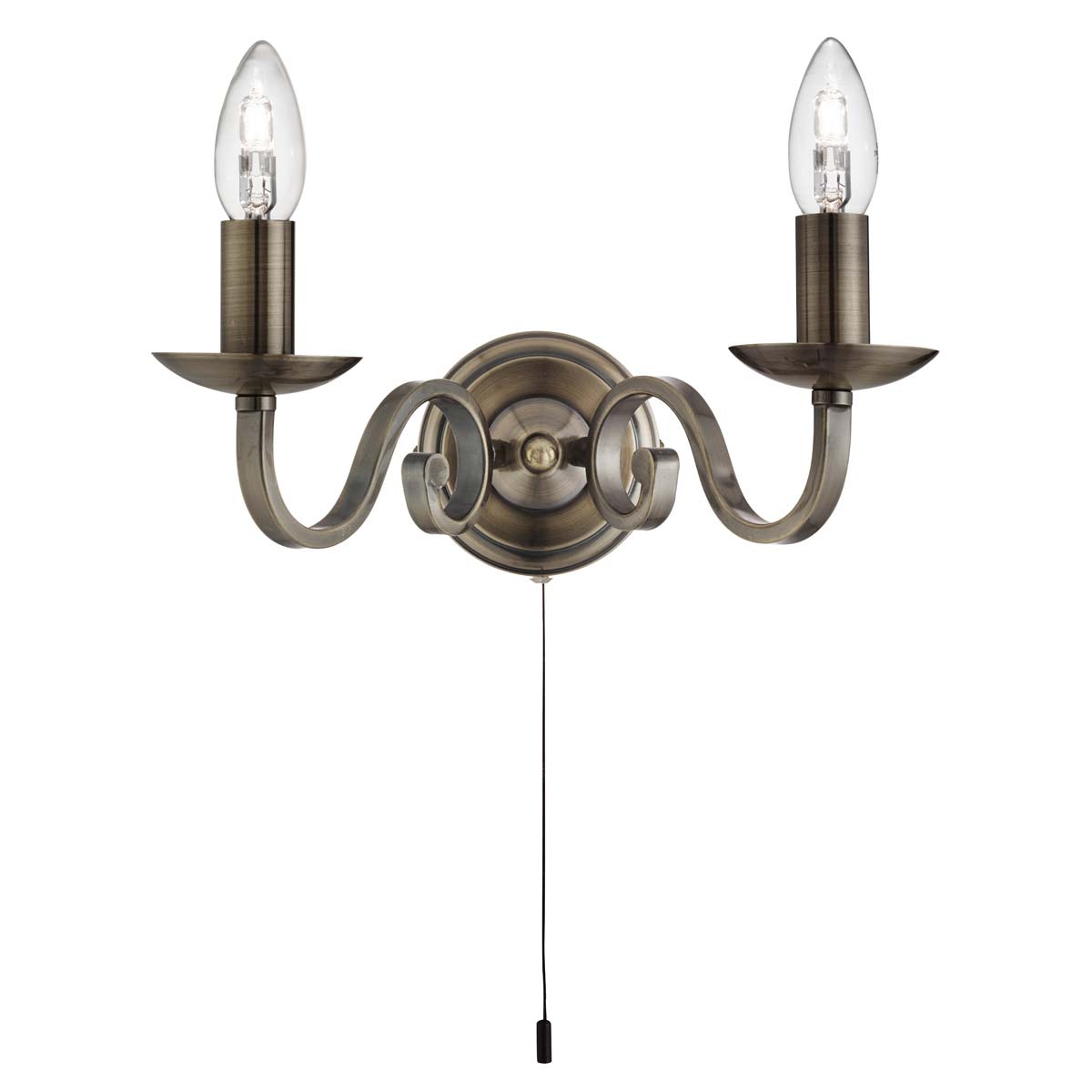 Richmond Traditional Switched Twin Wall Light Antique Brass