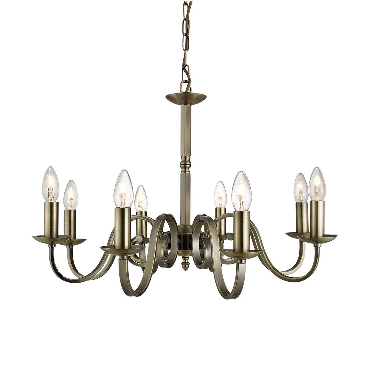 Richmond 8 Light Dual Mount Chandelier Antique Brass