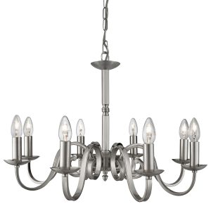 Richmond 8 light dual mount chandelier in satin silver on white background