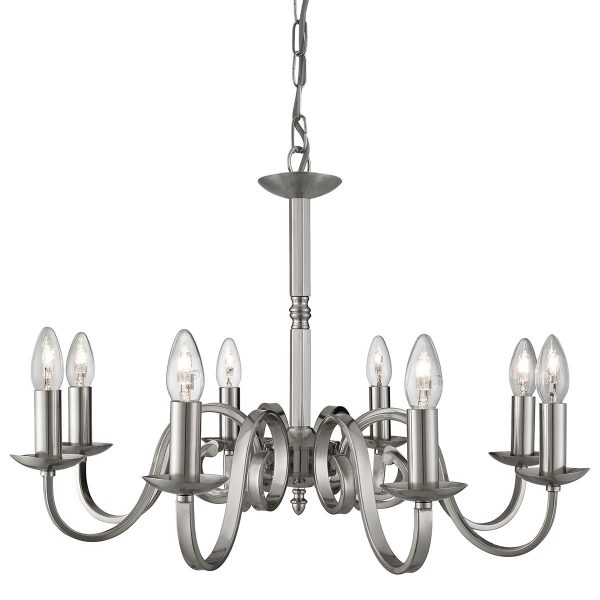 Richmond 8 Light Dual Mount Chandelier Satin Silver