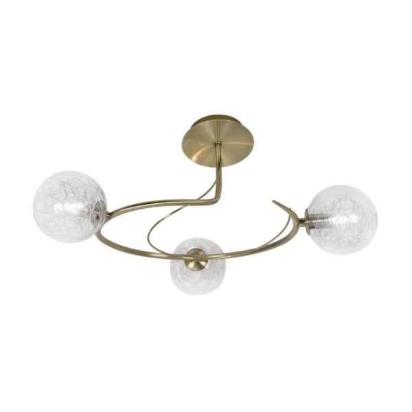 Tabia 3 Lamp Semi Flush Low Ceiling Light Antique Brass