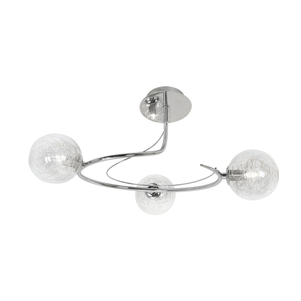 Tabia 3 Lamp Semi Flush Low Ceiling Light Polished Chrome