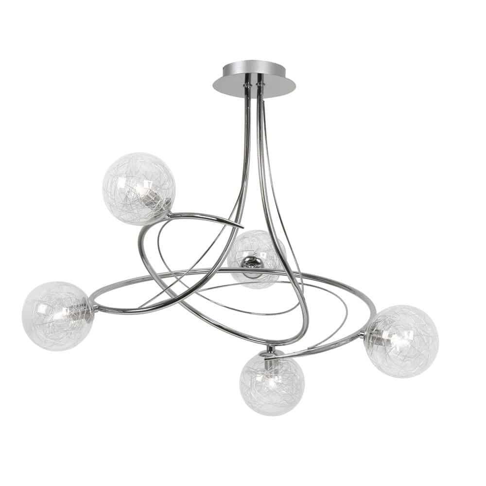 Tabia 5 Lamp Semi Flush Low Ceiling Light Polished Chrome