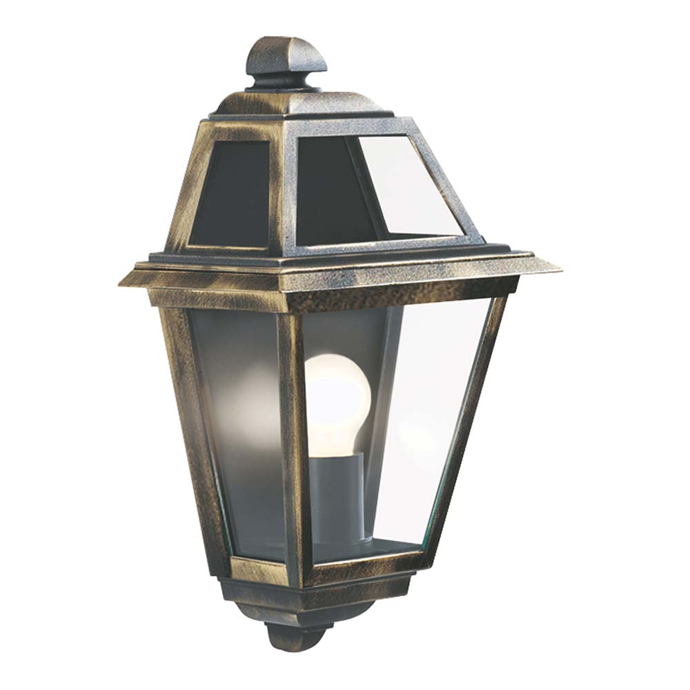 New Orleans Flush Outdoor Wall Lantern Black & Gold