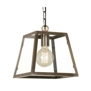 Riga 1 light hanging lantern in antique brass finish main image