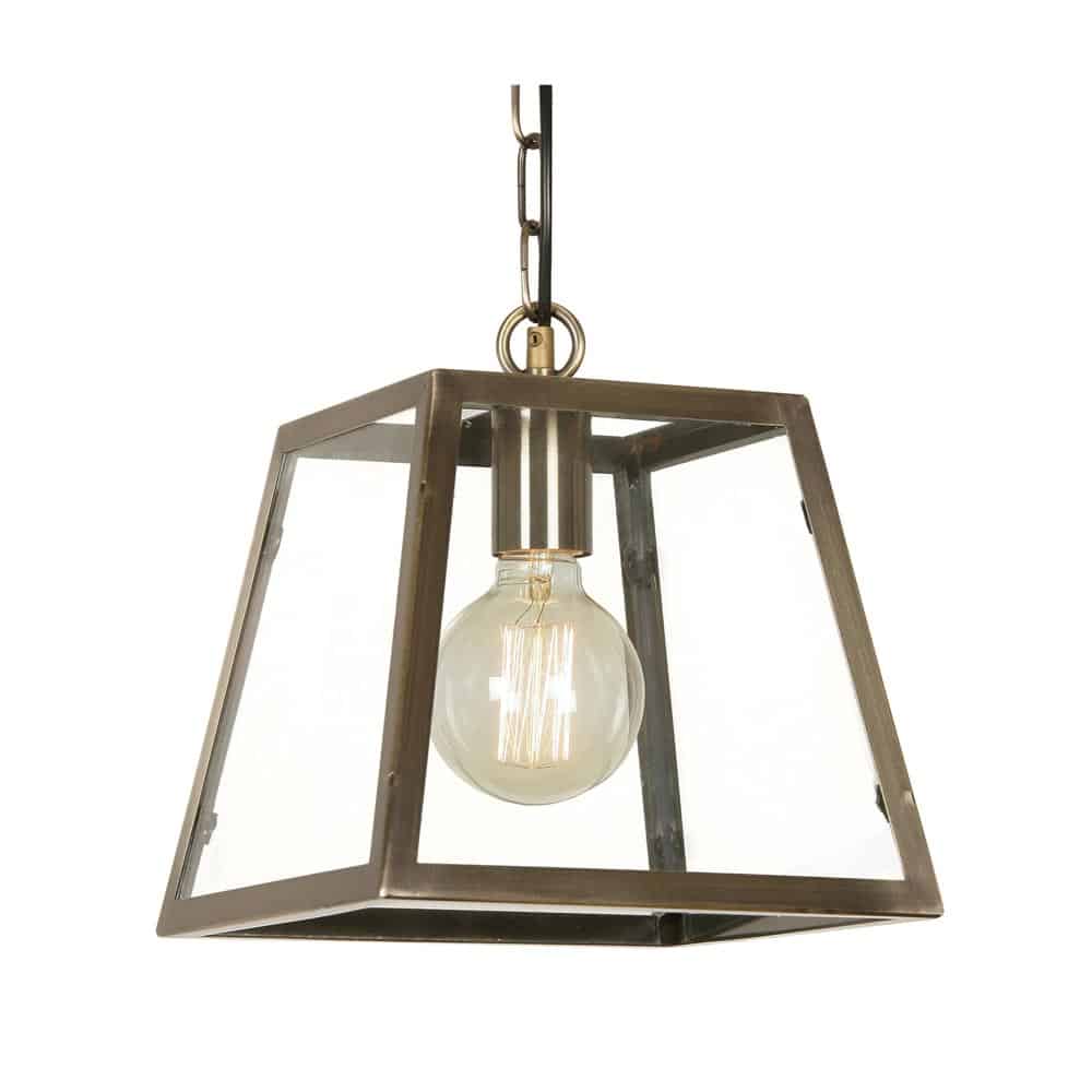 Riga 1 Light Hanging Lantern Antique Brass Industrial Style