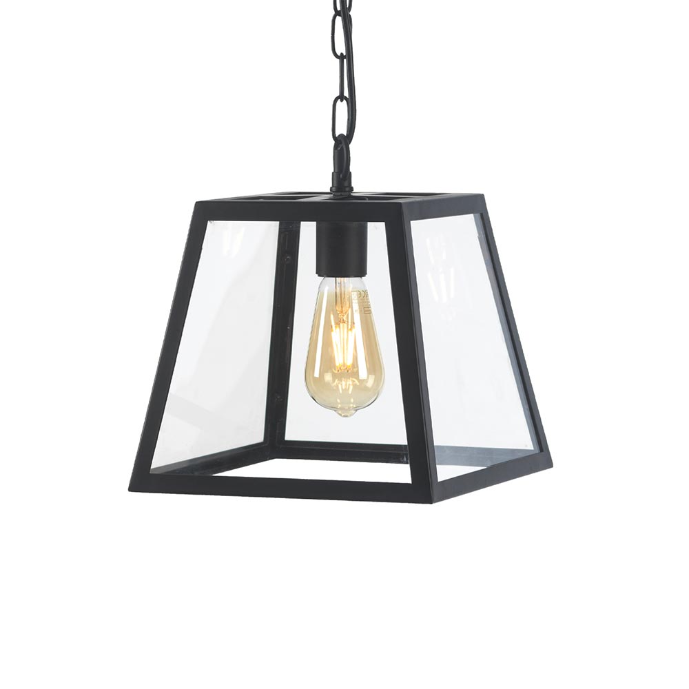 Riga 1 Light Hanging Lantern Matte Black Industrial Style