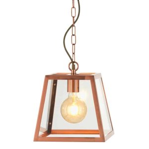 Riga 1 light hanging lantern in satin copper finish main image