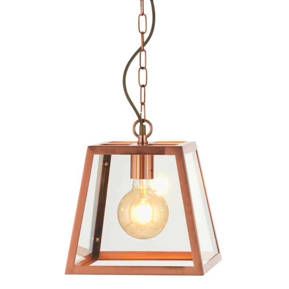 Riga 1 Light Hanging Lantern Satin Copper Industrial Style