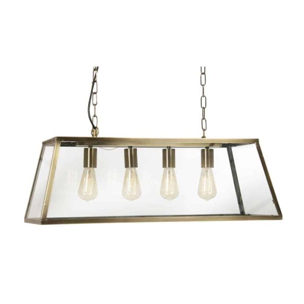 Riga 4 light pendant trough in antique brass main image