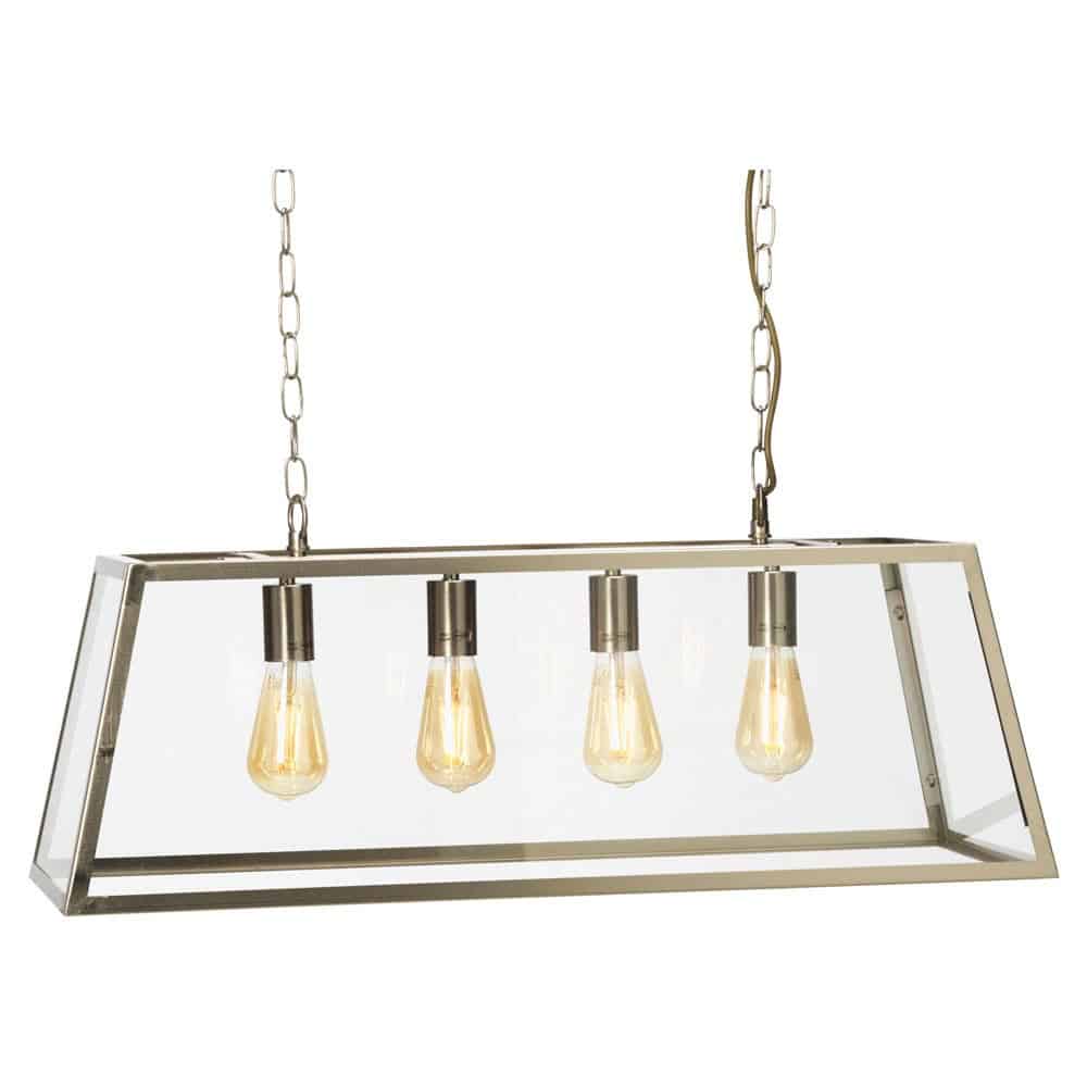 Riga 4 Light Pendant Trough Antique Chrome Industrial Style