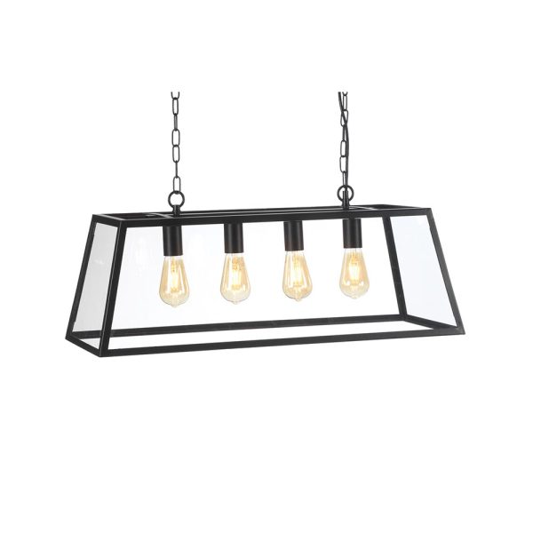 Riga 4 light pendant trough in matte black main image