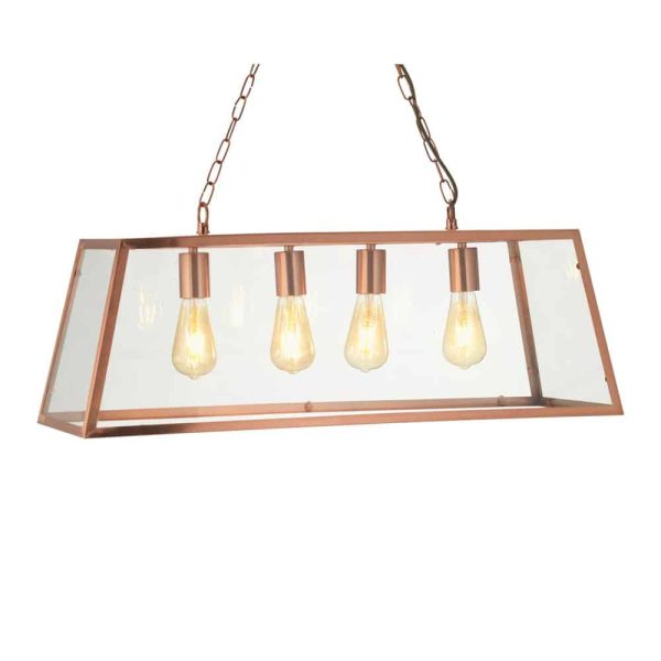 Riga 4 light pendant trough in satin copper main image