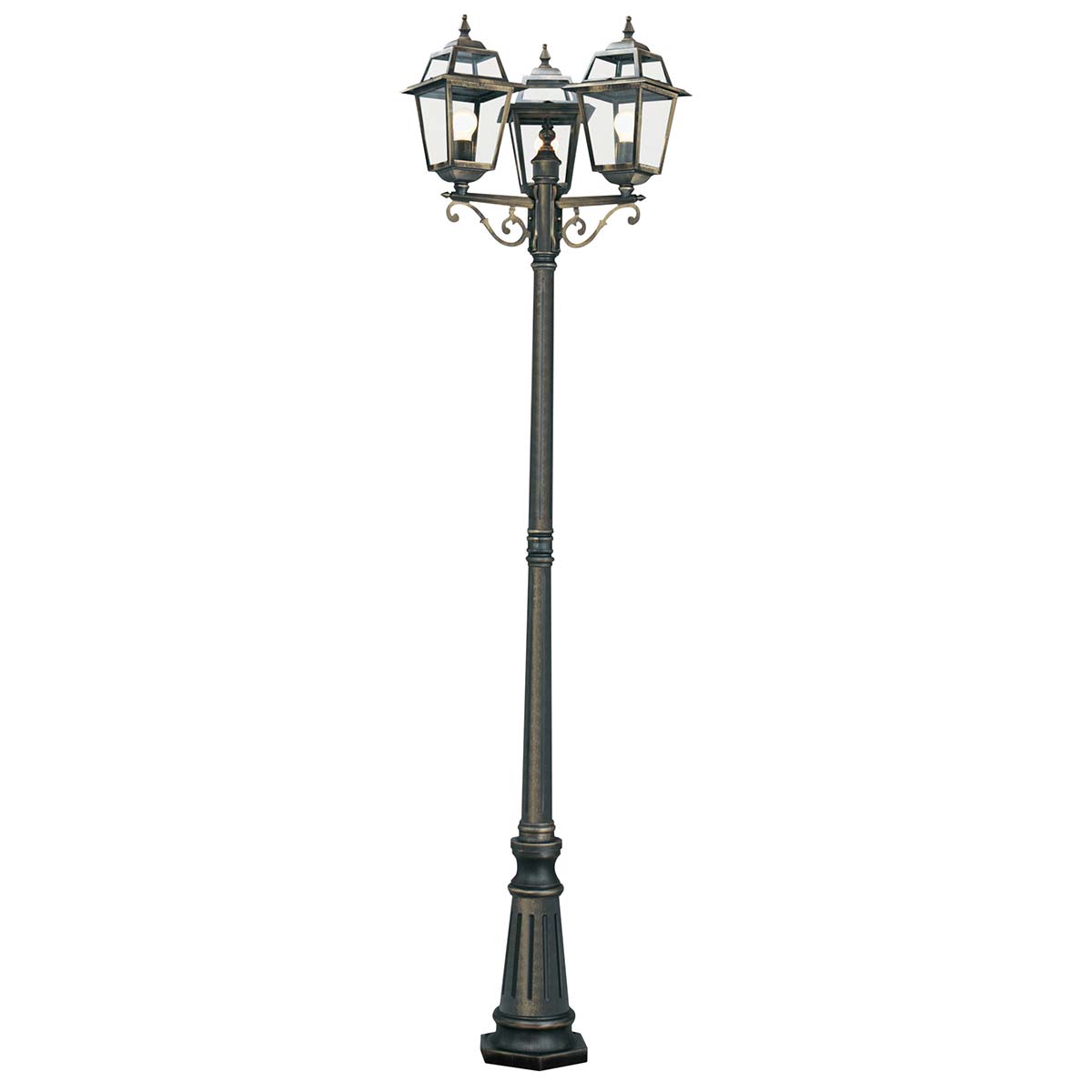 New Orleans Black And Gold 3 Head Garden Lamp Post