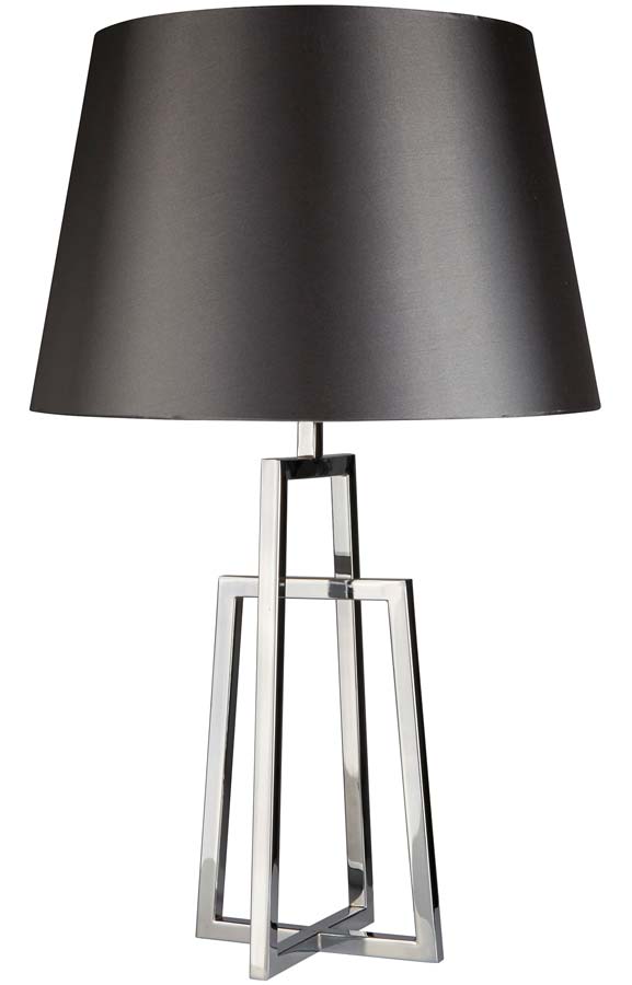 York Crossed Frame 1 Light Table Lamp, Glass Table Lamp With Black Shade