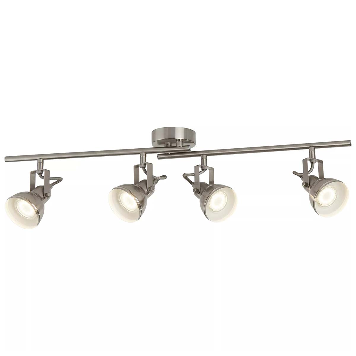 Focus 4 Light Satin Silver Industrial Split Ceiling Spot Light Bar