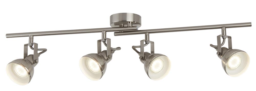 Focus 4 Light Satin Silver Industrial Split Ceiling Spot Light Bar