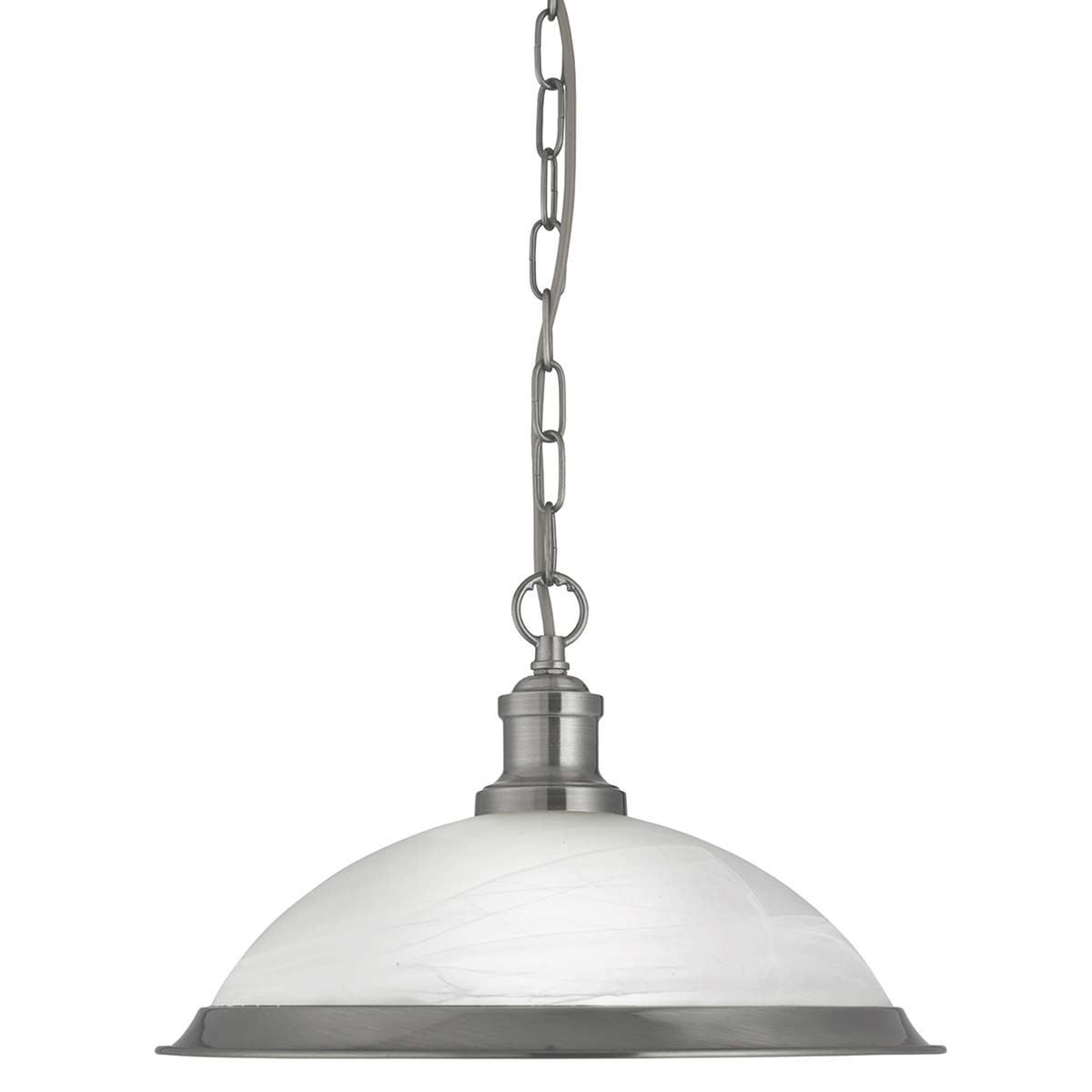 Bistro Single Light Ceiling Pendant Satin Silver Acid Glass