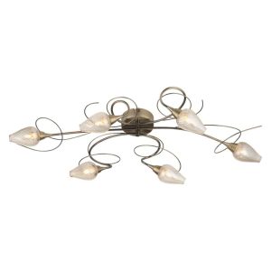 Lugh 6 lamp flush mount low ceiling light in antique brass main image