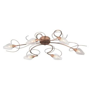 Lugh 6 lamp flush mount low ceiling light in satin copper main image