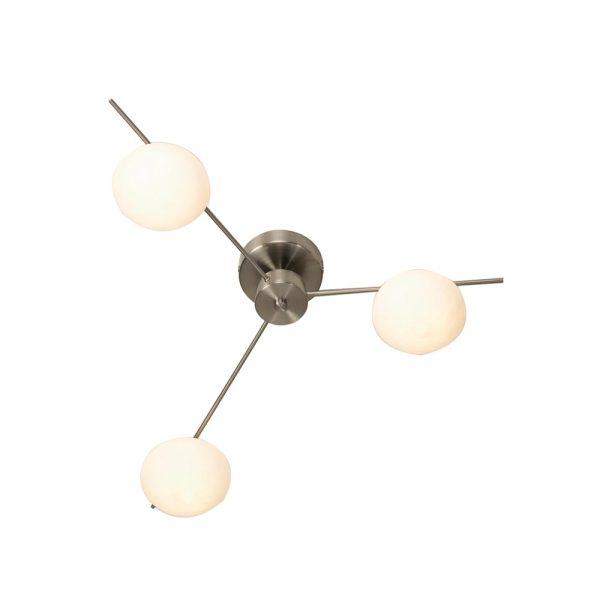 Ruse 3 arm flush low ceiling light in antique chrome main image