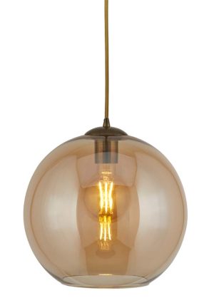 Balls 1 light 25cm round amber glass ceiling pendant