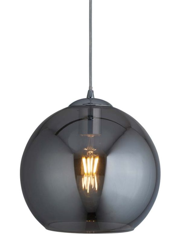 Balls 1 light 25cm round smoked glass ceiling pendant