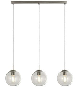 Balls 3 light amber glass ceiling pendant bar in polished chrome