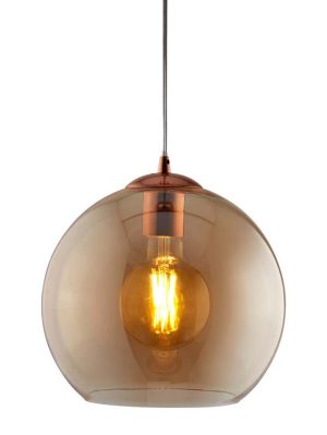 Balls 1 light 30cm round amber glass ceiling pendant