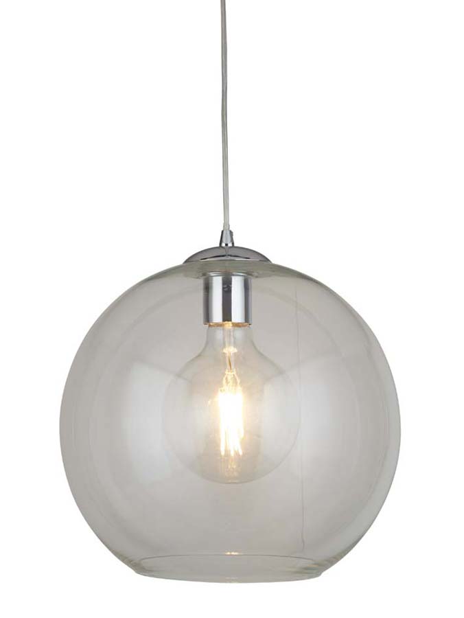 Balls 1 Light 30cm Round Clear Glass Ceiling Pendant Polished Chrome