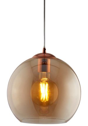 Balls 1 light 35cm round large amber glass ceiling pendant