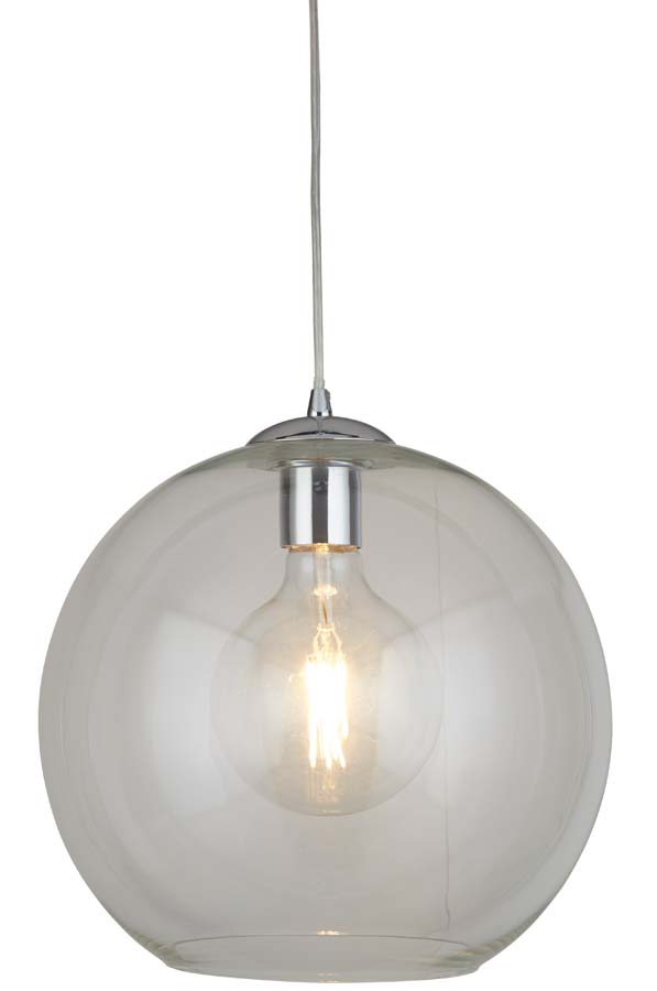 Balls 1 Light 35cm Round Clear Glass Ceiling Pendant Polished Chrome