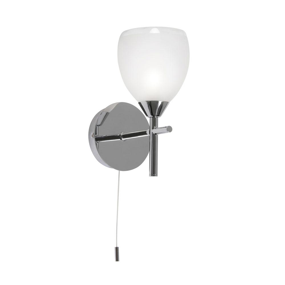 Etta Switched Bathroom Wall Light Chrome Opal Glass
