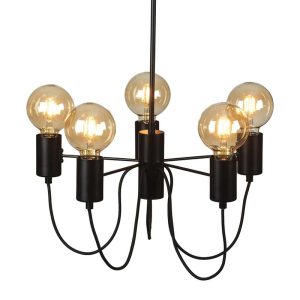 Tala 5 light industrial style pendant in matte black main image