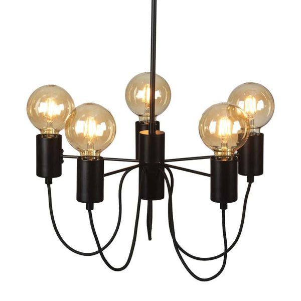 Tala 5 light industrial style pendant in matte black main image