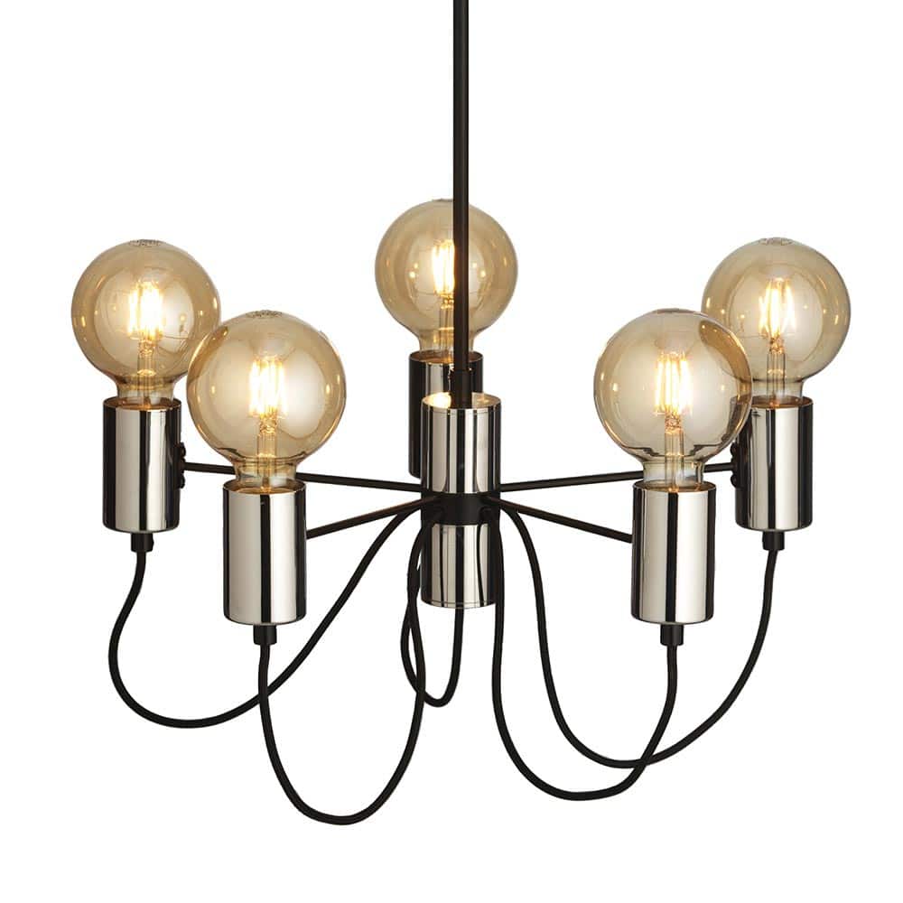 Tala 5 Light Pendant Industrial Style Matte Black / Chrome