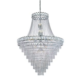 Louis Phillipe 28 light large crystal chandelier in chrome main image on white background