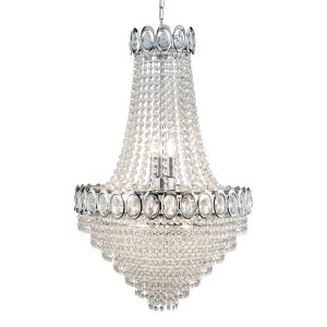 Louis Phillipe 11 light stunning crystal chandelier in polished chrome on white background