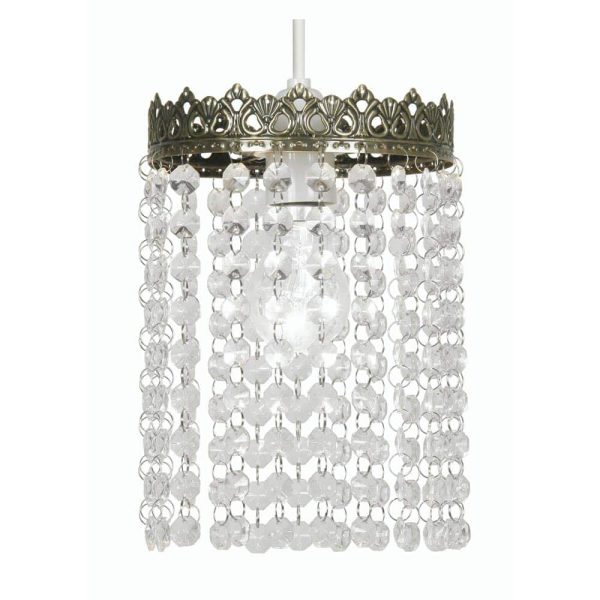 Ekon Small Ceiling Lamp Shade Antique Brass Glass Beads