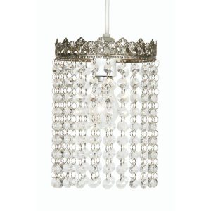 Ekon small ceiling lamp shade in satin nickel with clear glass beads main image