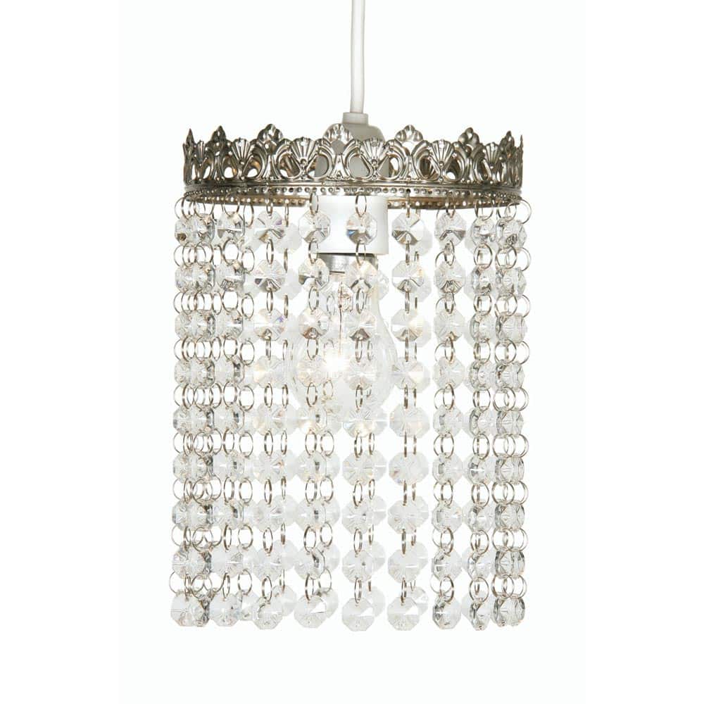 Ekon Small Ceiling Lamp Shade Satin Nickel Glass Beads