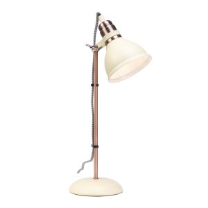Amka adjustable desk reading lamp in cream and copper on white background
