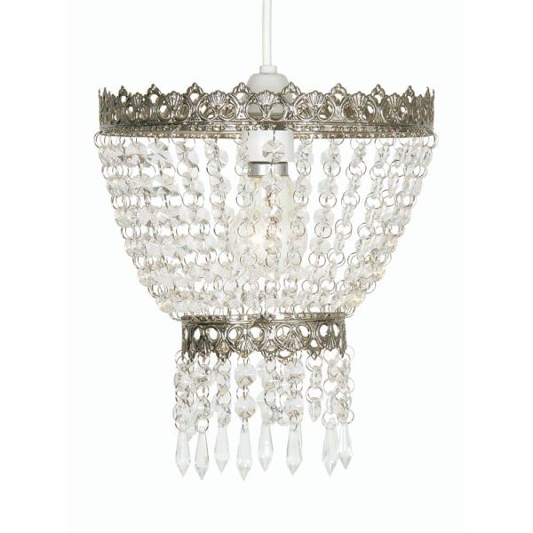 Ekon Swagged Ceiling Lamp Shade Satin Nickel Glass Beads