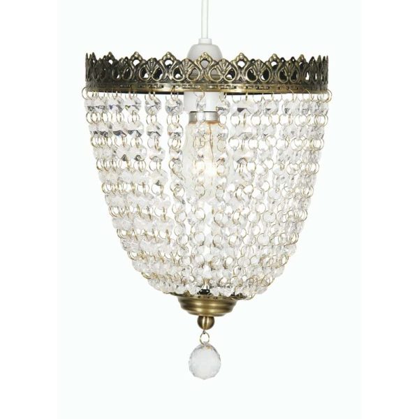 Ekon Antique Brass Glass Bead Small Up Lighter Lamp Shade