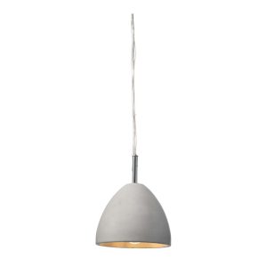 Morgen small single pendant light in grey concrete on white background