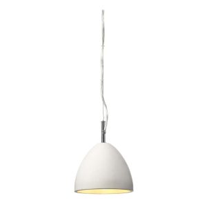 Morgen small single pendant light in white concrete on white background